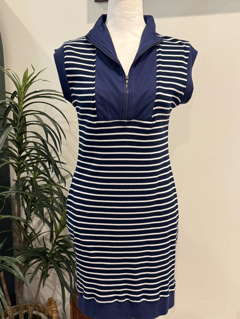 Women’s Casual Summer Dress Stretch Loose Cap Sleeve Knit Striped Mini Dress S